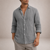Men’s Linen Button Down Shirt | Lightweight Regular Fit Casual Shirt