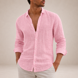 Men’s Linen Button Down Shirt | Lightweight Regular Fit Casual Shirt