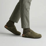 Men’s Suede Clogs – Adjustable Buckle Comfort Slip-On