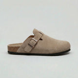 Men’s Suede Clogs – Adjustable Buckle Comfort Slip-On